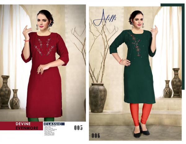 Moksha Aliffi Regular Wear Rayon Kurti Collection